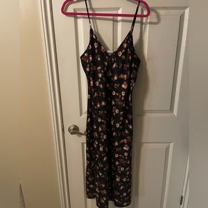 MIDI dress, black with burgundy and beige flowers.